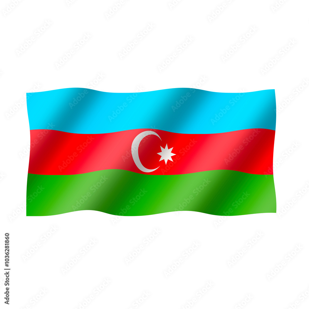 Naklejka premium Teh national flag of azerbaijan is flying beautifully