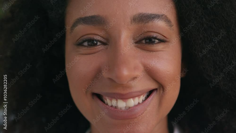 Close up African American woman girl lady smiling healthy teeth laugh whitening female toothy dental smile medicine health face enjoy facial expression city outside positive emotion ethnic oral clinic Close up African American woman girl lady smiling healthy teeth laugh whitening female toothy dental smile medicine health face enjoy facial expression city outside positive emotion ethnic oral clinic