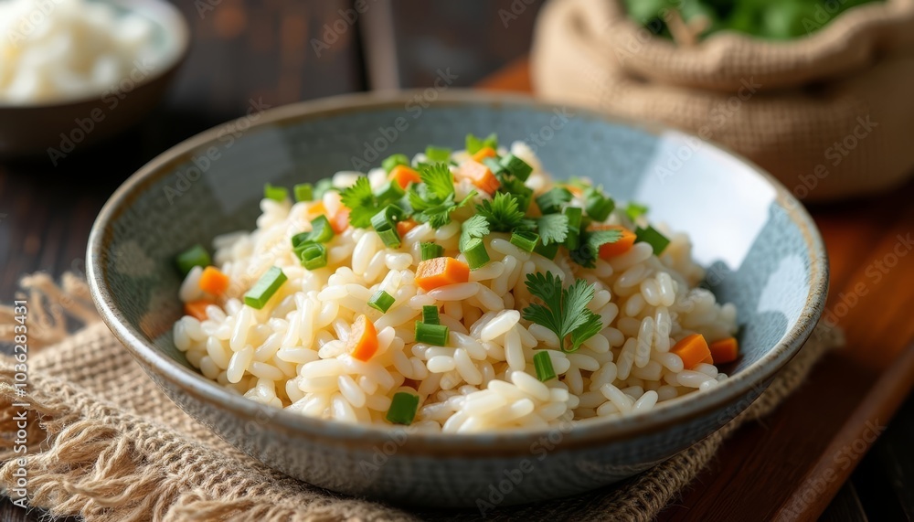 Deliciously seasoned rice with a pop of color from carrots and herbs Deliciously seasoned rice with a pop of color from carrots and herbs