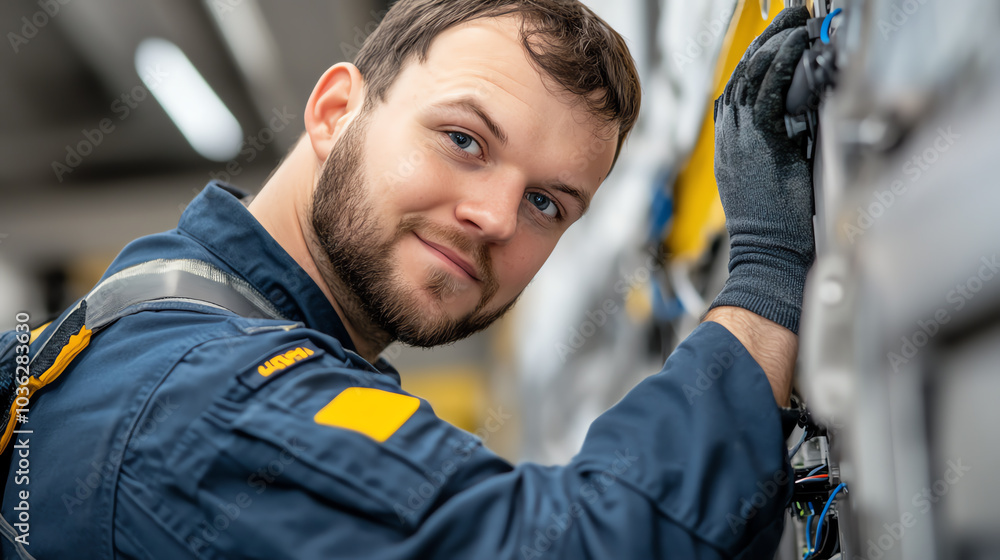 A skilled technician working diligently on machinery, showcasing precision and expertise in an industrial environment. A skilled technician working diligently on machinery, showcasing precision and expertise in an industrial environment.