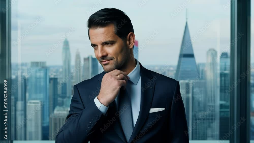 Middle-aged American man with a business suit and a confident look. Video Middle-aged American man with a business suit and a confident look. Video