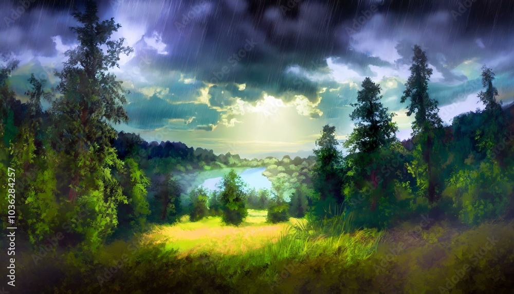 Obraz premium Rain landscape