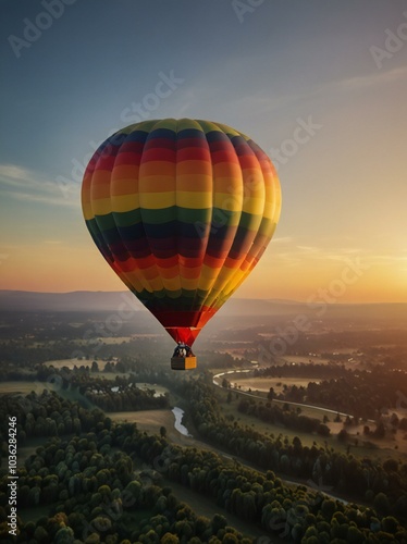 hot air balloon over region country