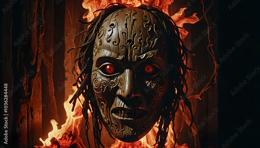 cursed mask made of aged wood cursed mask made of aged wood