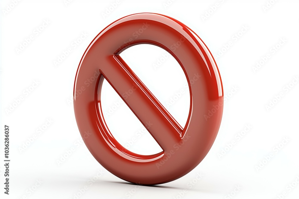 Bold red prohibition symbol on a white background clearly conveys a message against certain actions Bold red prohibition symbol on a white background clearly conveys a message against certain actions