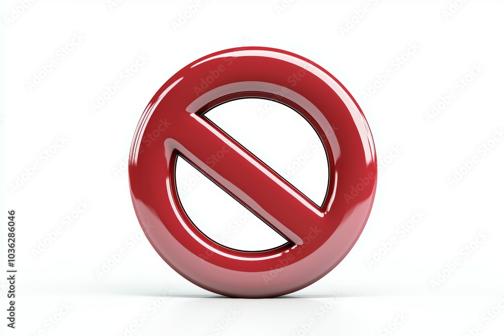 A bold red no symbol against a clean white background conveying a clear prohibition message in a modern design A bold red no symbol against a clean white background conveying a clear prohibition message in a modern design
