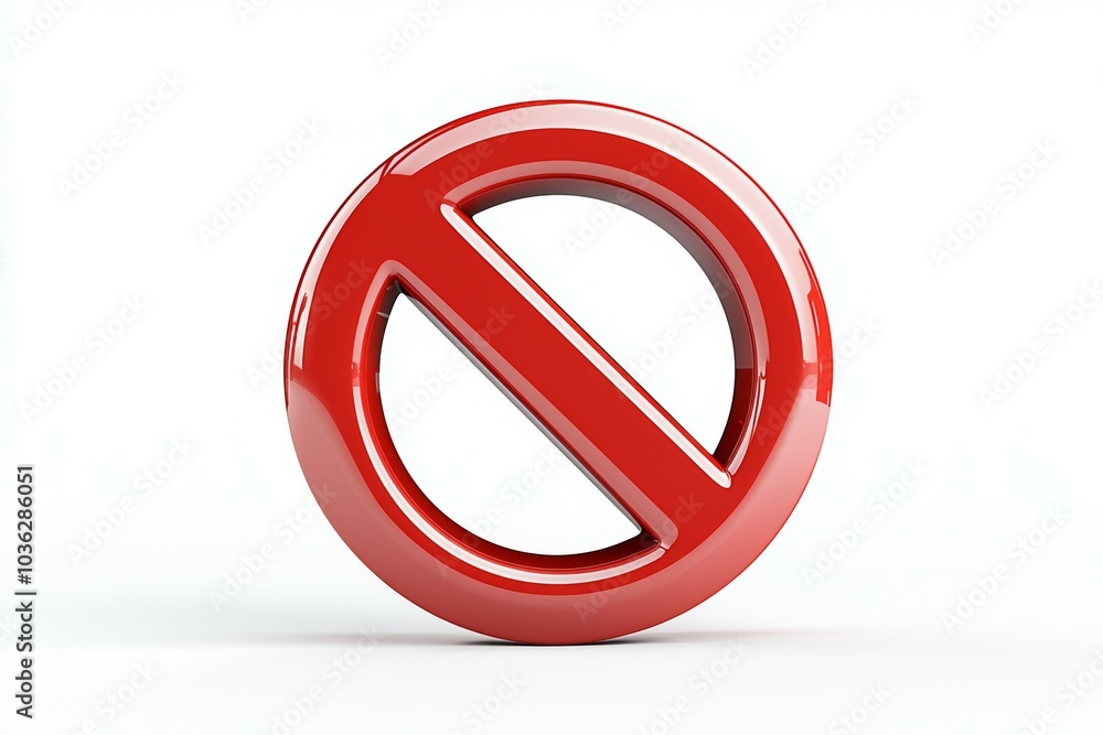 Red prohibition symbol on a clean white background depicting a clear no entry or restriction message Red prohibition symbol on a clean white background depicting a clear no entry or restriction message
