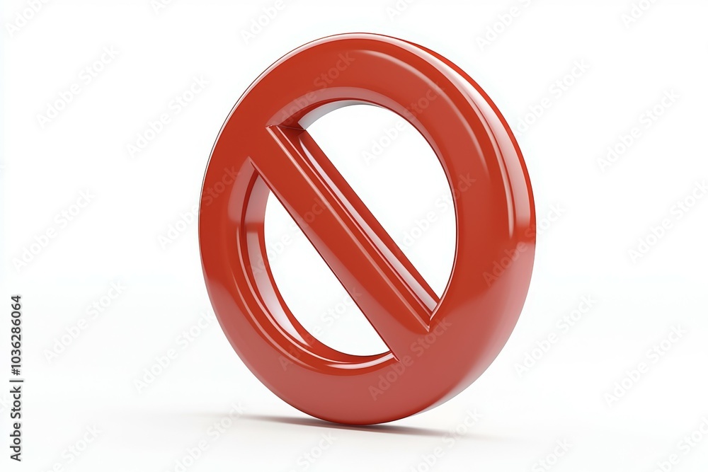 A bold red prohibition sign stands out against a white background conveying a clear message of restriction and caution A bold red prohibition sign stands out against a white background conveying a clear message of restriction and caution