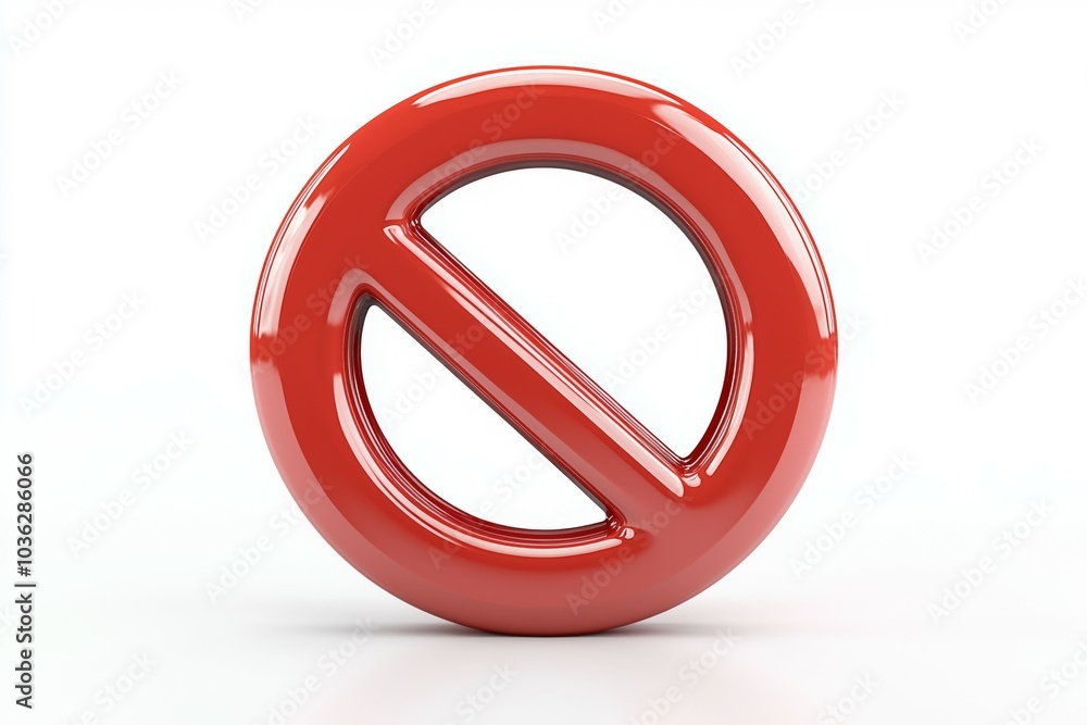 A bold red no symbol displayed prominently against a clean white backdrop A bold red no symbol displayed prominently against a clean white backdrop