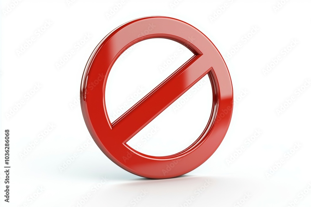 Red prohibition symbol on a white background representing a ban or restriction in a clear and bold design Red prohibition symbol on a white background representing a ban or restriction in a clear and bold design