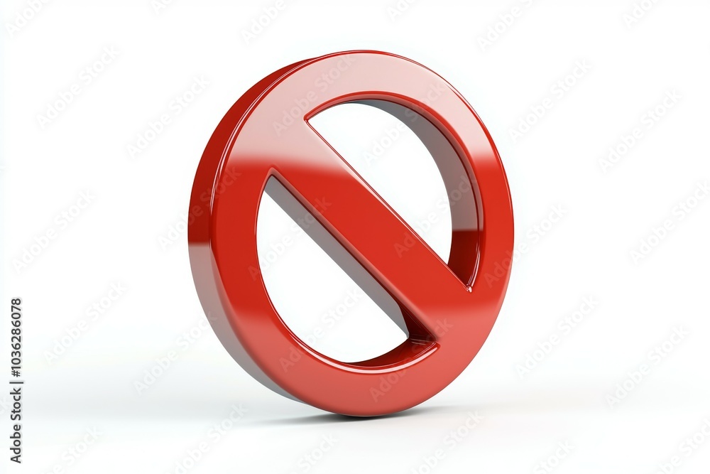 Bright red prohibition symbol against a white background representing the concept of restriction or ban in communication Bright red prohibition symbol against a white background representing the concept of restriction or ban in communication