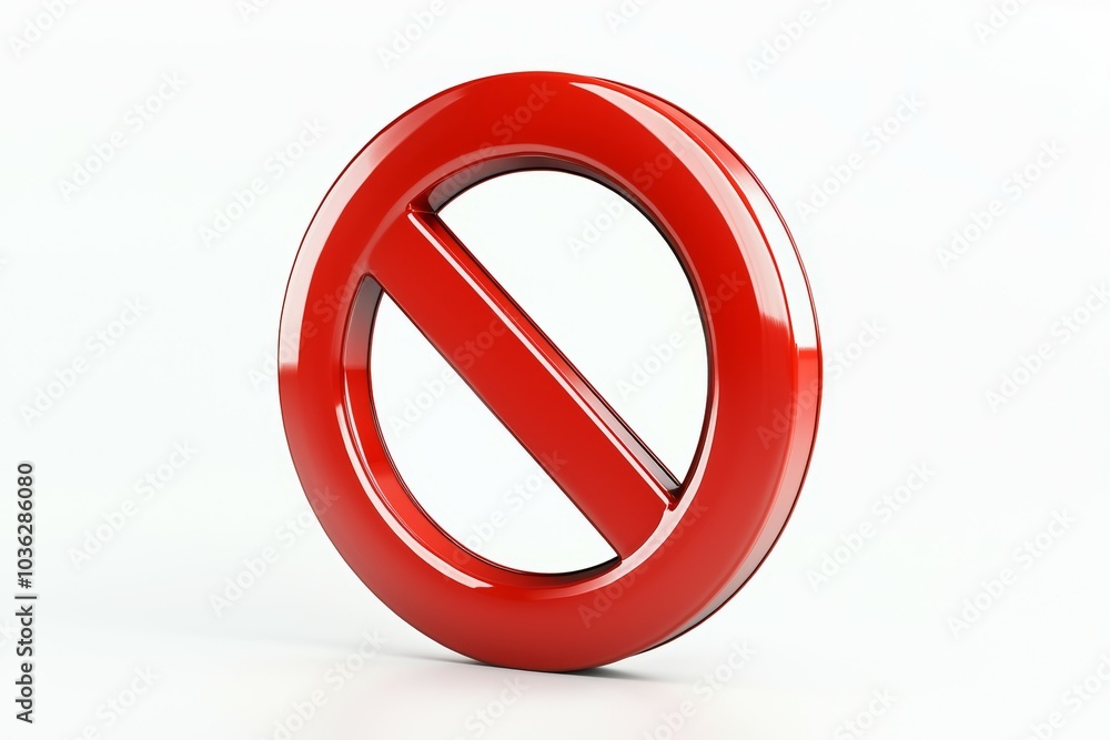 A striking red circular sign with a diagonal line crosses through the center, set on a clean white background A striking red circular sign with a diagonal line crosses through the center, set on a clean white background