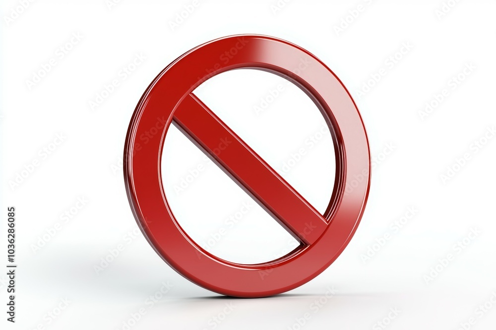 A bold red prohibition symbol against a plain white background emphasizing no entry or restriction A bold red prohibition symbol against a plain white background emphasizing no entry or restriction