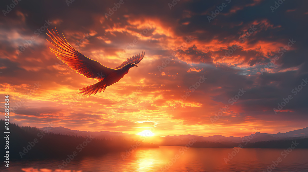 Fototapeta premium eagle at sunset