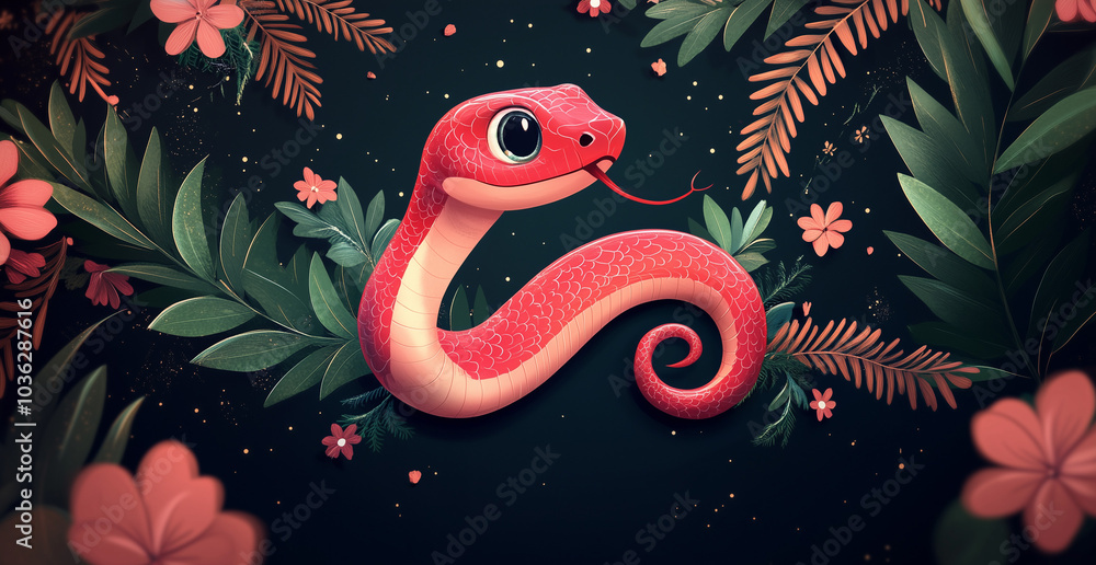 Snake in the flowers Snake in the flowers