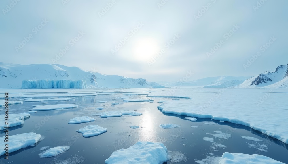 Icy serene landscape under a clear sky Icy serene landscape under a clear sky