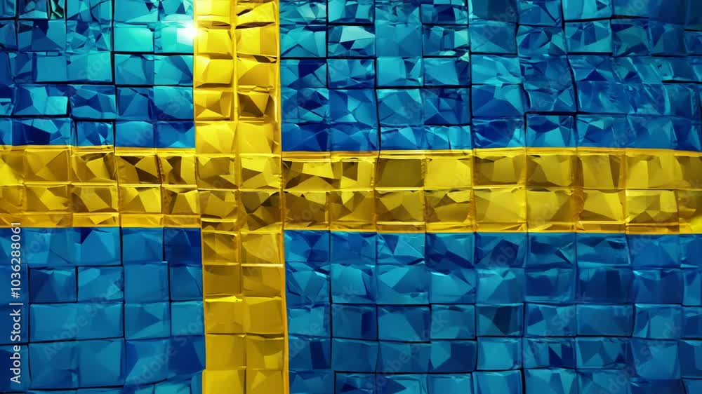 Sweden flag with a mosaic pattern Video
