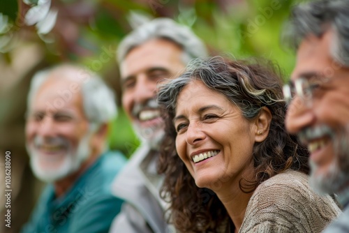 Portrait of a happy senior couple with their family in the park