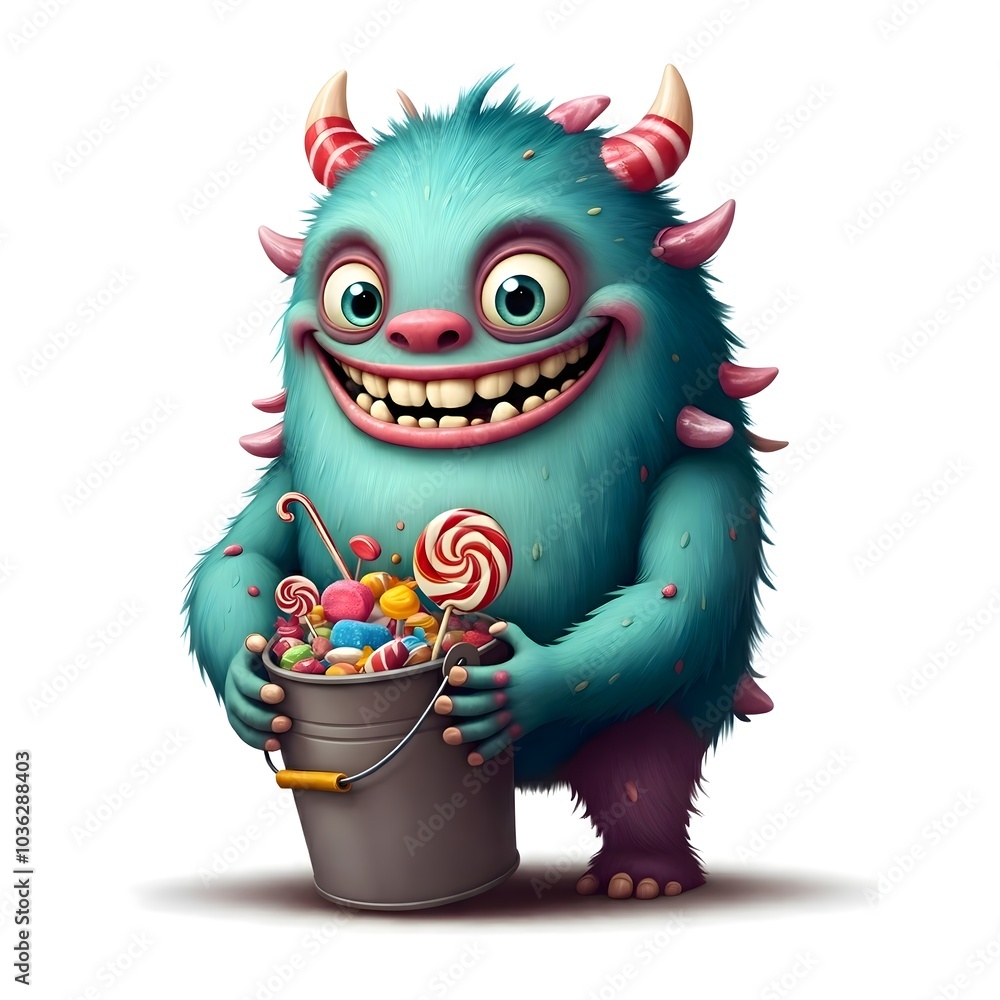 Whimsical Monster Enjoys Candy and Sweet Treats Delight Whimsical Monster Enjoys Candy and Sweet Treats Delight