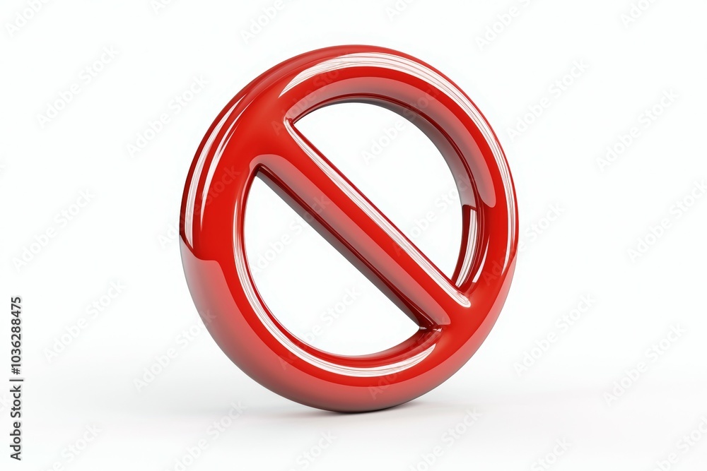 Bright red prohibition symbol stands prominently against a white background, conveying a clear message of restriction Bright red prohibition symbol stands prominently against a white background, conveying a clear message of restriction