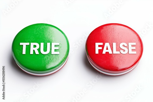 Green and red buttons labeled True and False used for quizzes or tests in a classroom setting