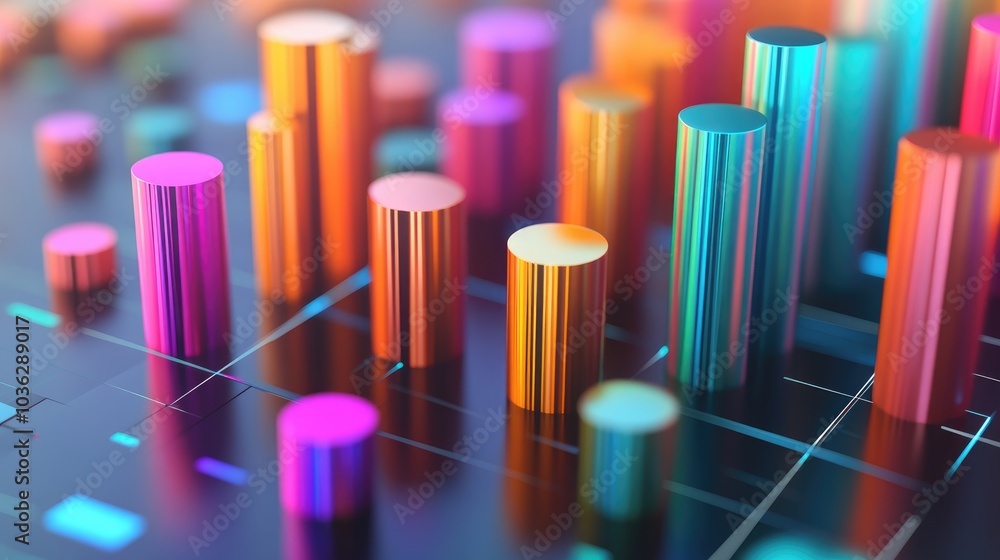 Colorful 3D Cylinders on Dark Background Colorful 3D Cylinders on Dark Background