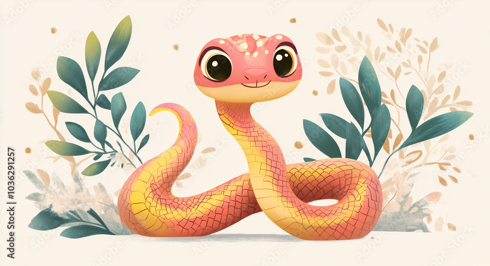 Obraz premium Snake in the flowers