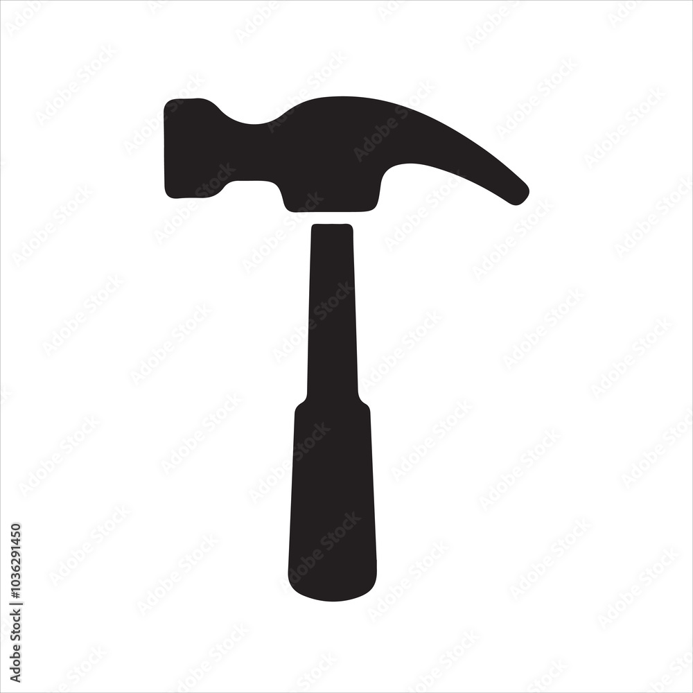 Black Hammer icon vector art illustration on white background Black Hammer icon vector art illustration on white background