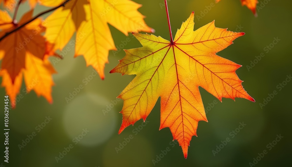 Autumns vibrant beauty captured in a single leaf Autumns vibrant beauty captured in a single leaf