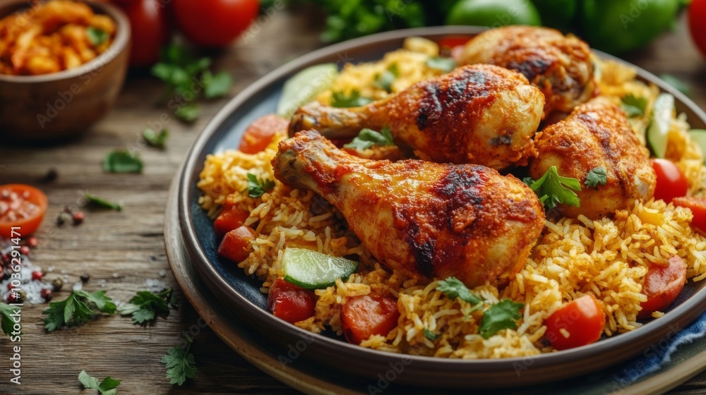 Savory Chicken Drumsticks with Spiced Rice Garnish Savory Chicken Drumsticks with Spiced Rice Garnish