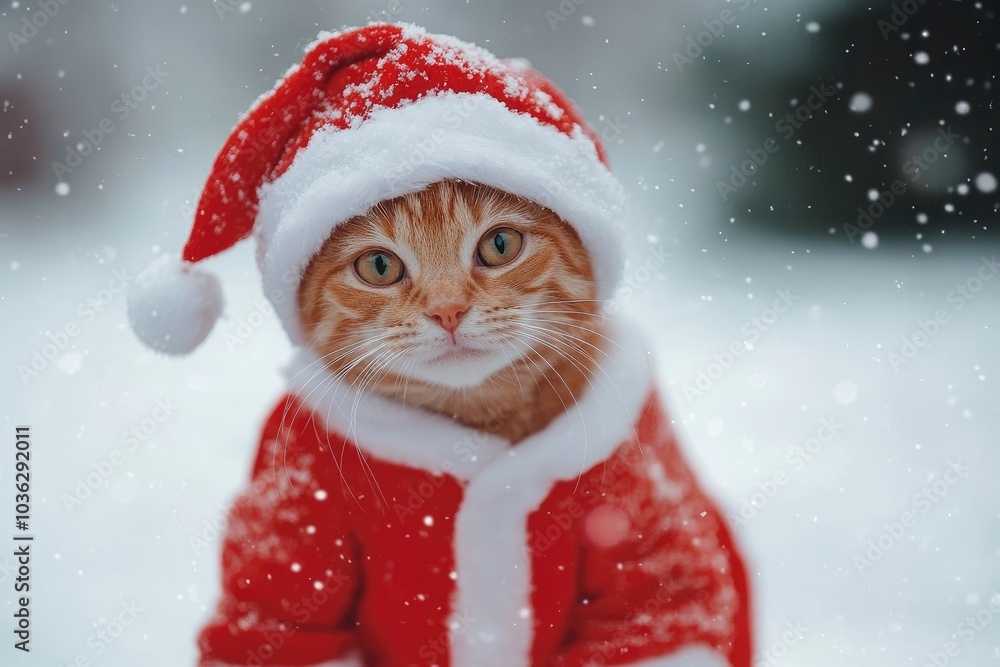 New Year greeting card. Cat in Santa costume is smiling. Kitten on the white background. Happy Kitten Santa Claus. Merry Christmas. Happy New Year , ai New Year greeting card. Cat in Santa costume is smiling. Kitten on the white background. Happy Kitten Santa Claus. Merry Christmas. Happy New Year , ai