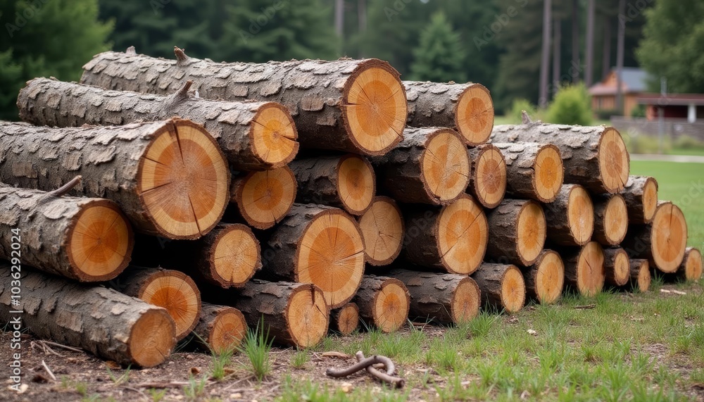 A rustic stack of logs in a natural setting A rustic stack of logs in a natural setting