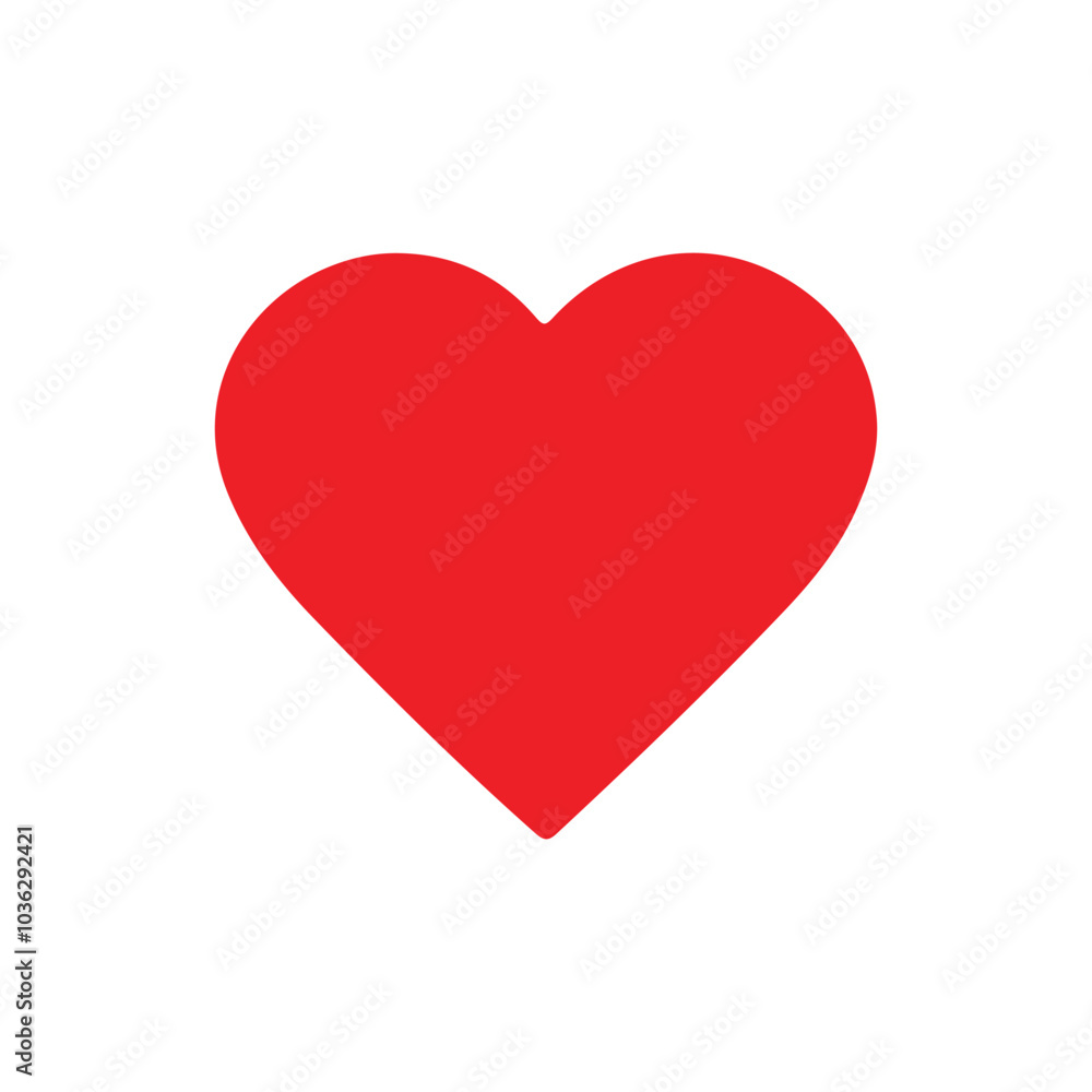Red love heart icon vector art illustration on white background Red love heart icon vector art illustration on white background