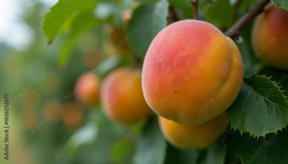 Bountiful harvest of ripe peaches on tree Bountiful harvest of ripe peaches on tree