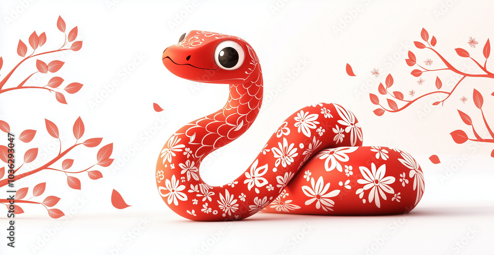 Obraz premium A cute cartoon snake