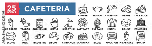 Cafeteria icon collection set. Containing design food, 
 restaurant, coffee, table, business