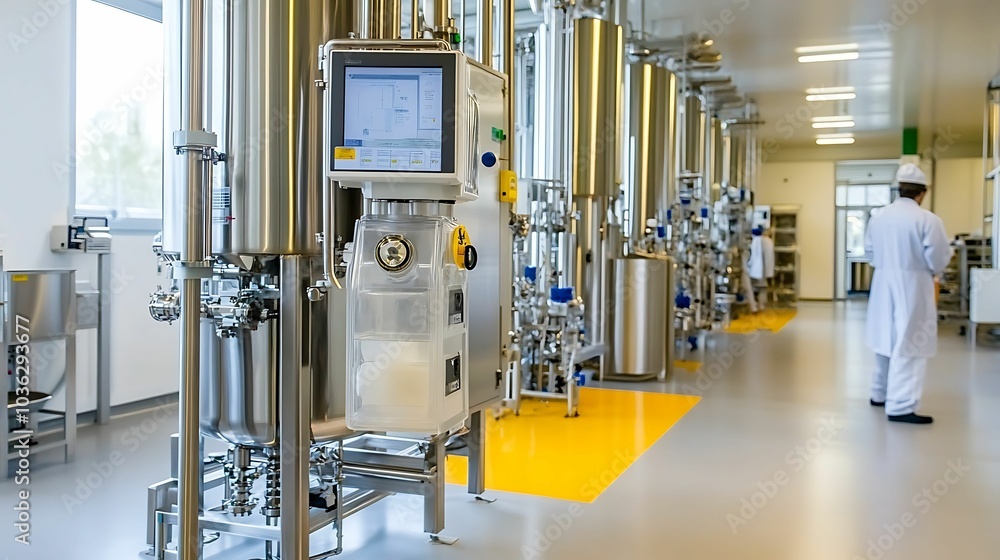 A modern laboratory featuring advanced stainless steel machinery and control systems, with scientists in lab coats conducting experiments, showcasing industrial-grade research and production. A modern laboratory featuring advanced stainless steel machinery and control systems, with scientists in lab coats conducting experiments, showcasing industrial-grade research and production.