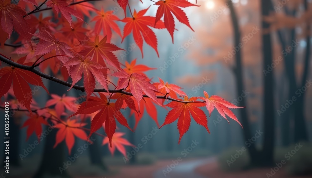Autumns vibrant beauty in a serene forest Autumns vibrant beauty in a serene forest