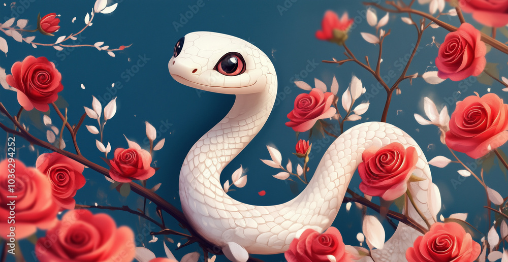 Obraz premium Snake in the flowers