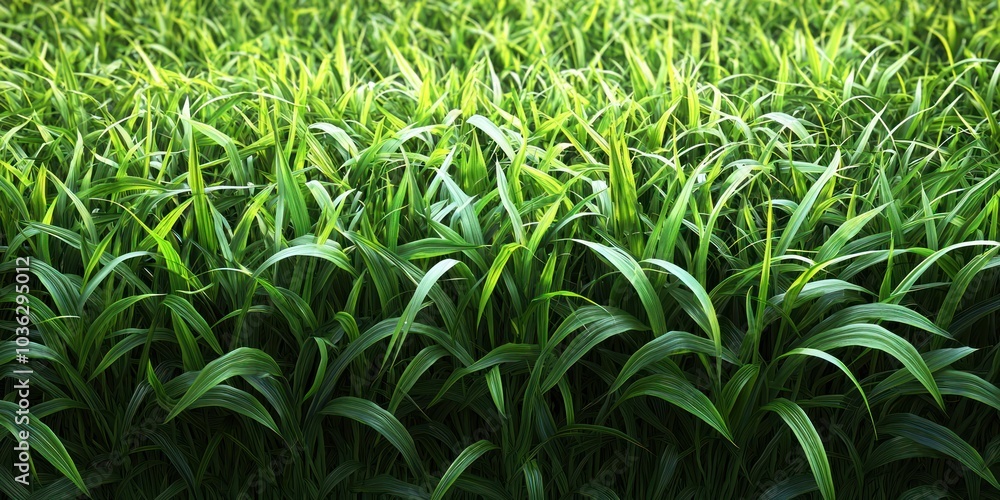 Fototapeta premium Lush Green Grass Blades with Light and Shadow