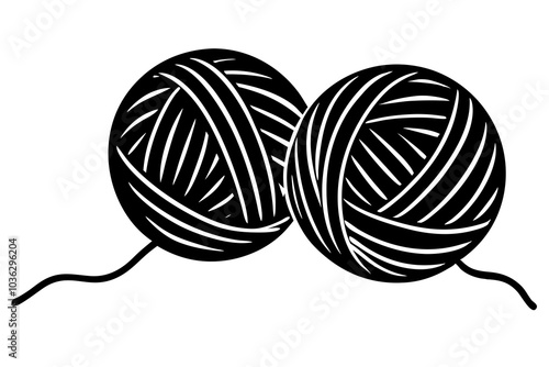 Ball of yarn silhouette | isolated vector silhouette illustration on white background