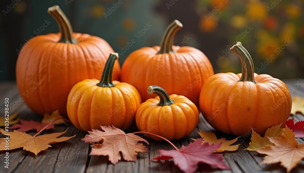 Autumns bounty Pumpkins and leaves in harmony Autumns bounty Pumpkins and leaves in harmony