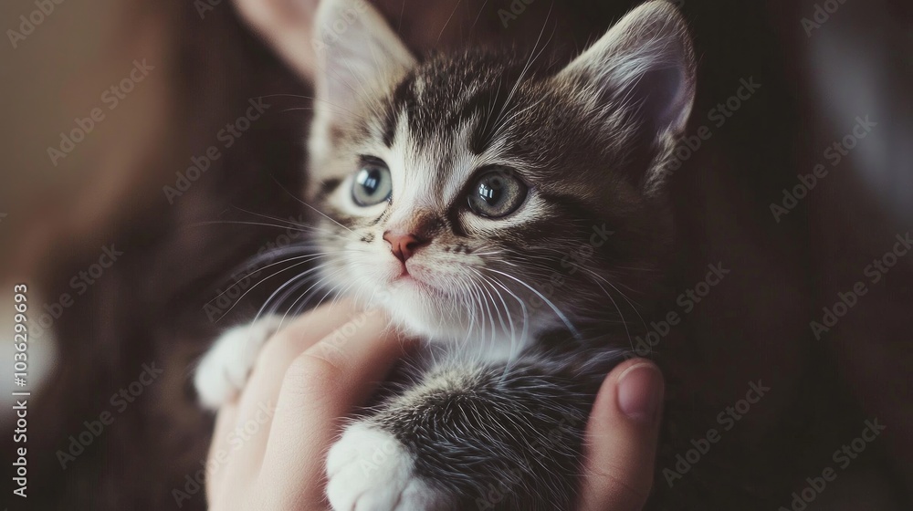 Fototapeta premium Charming Kitten with Bright Eyes and Soft Fur