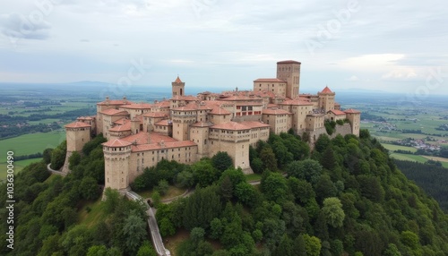  Enchanting castle perched atop a verdant hill overlooking a serene landscape