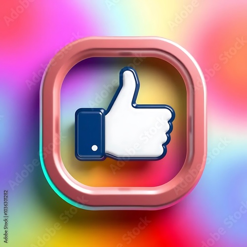 3D social like icon image, solid background.