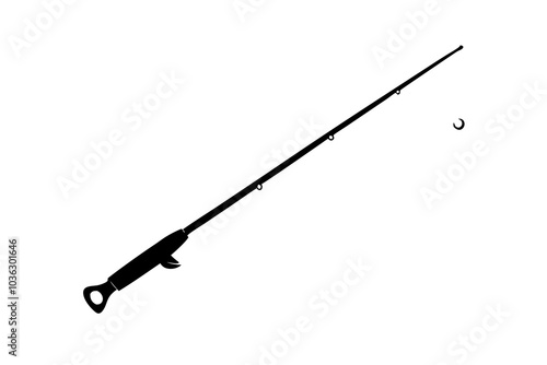 Fishing rod icon | isolated vector silhouette illustration on white background