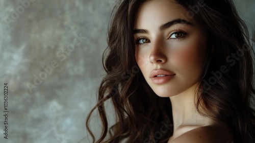 Portrait of a beautiful woman with long dark hair