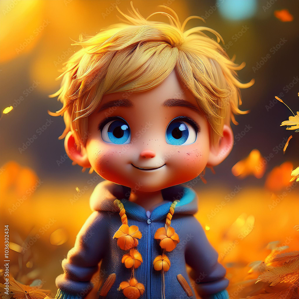 Adorable 3D doll with big eyes, rounded face, autumn colors, golden hour, and dreamy bokeh. Adorable 3D doll with big eyes, rounded face, autumn colors, golden hour, and dreamy bokeh.