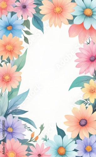 Wallpaper Mural frame with flowers Torontodigital.ca