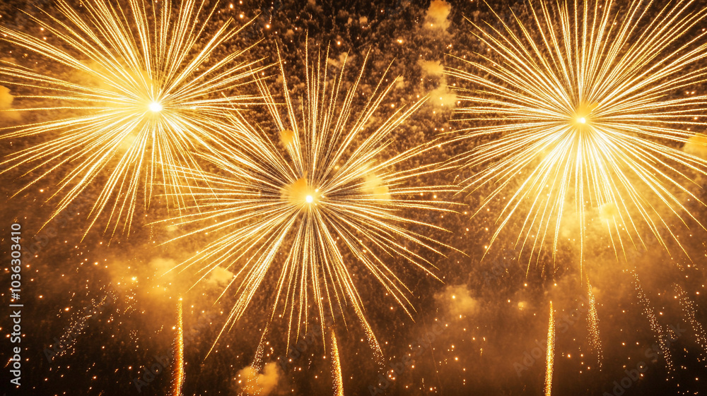 Fototapeta premium Spectacular fireworks illuminate the night sky during New Year's Eve celebrations